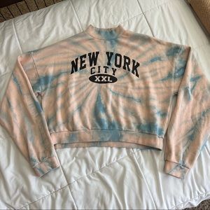 Tie Dye Turtle Neck Cropped Crewneck